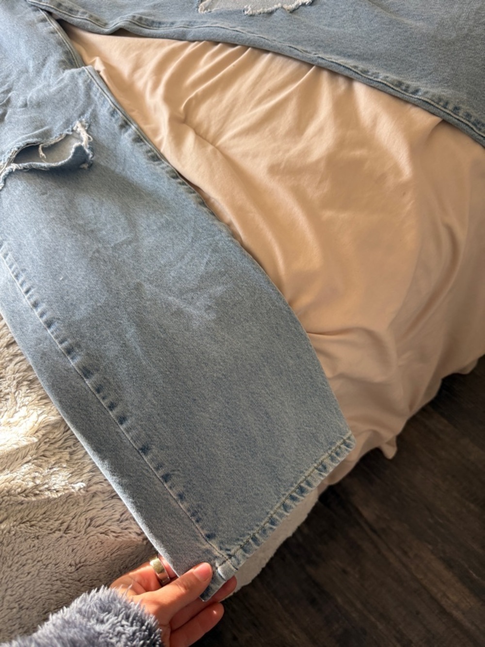 Fashion Nova Light Wash Denim Shorts with Frayed Hem - Picture 5 of 7